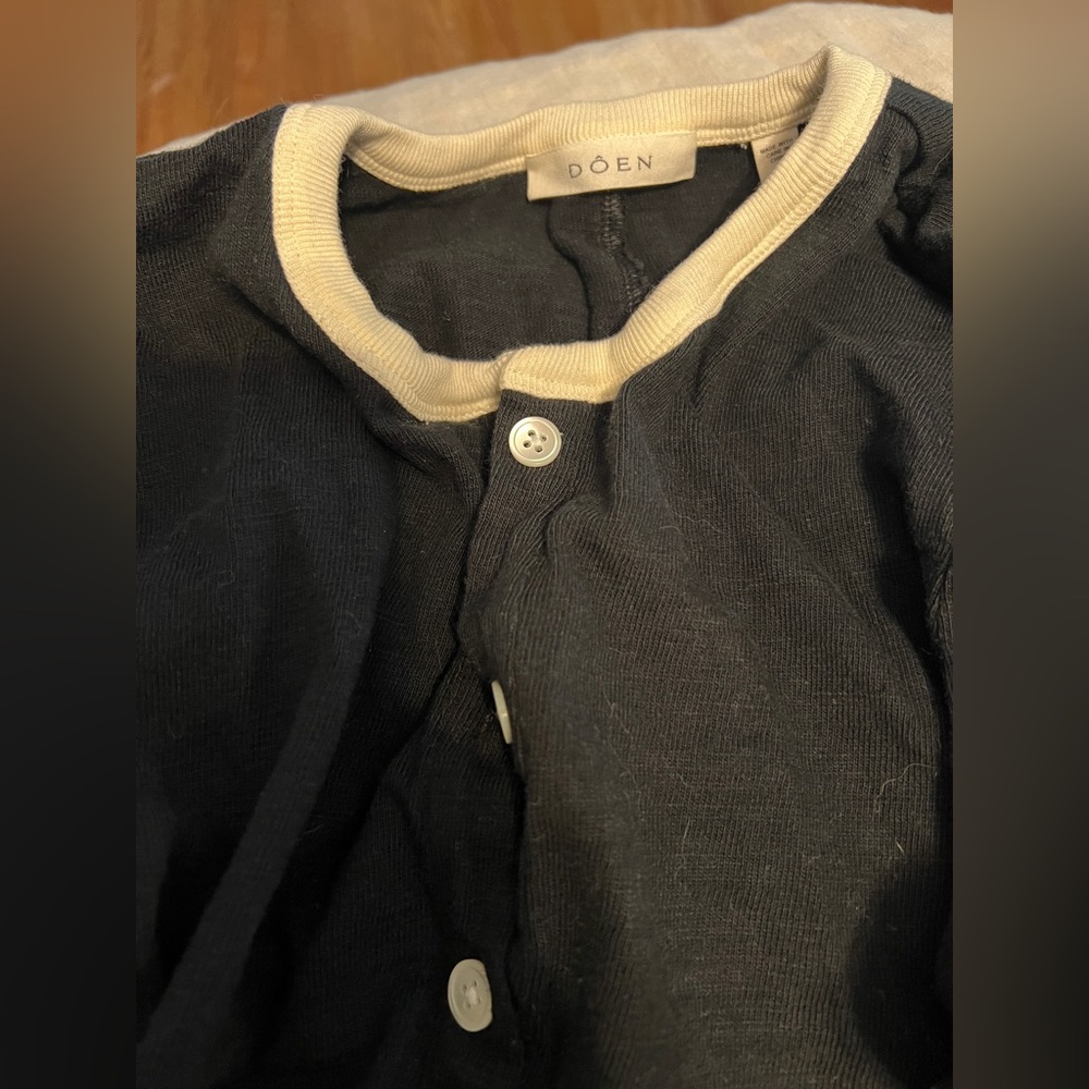 Doen Midnight Black Long Sleeve Top with Cream Accents